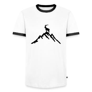 Mountain and Ibex - Men's Ringer Shirt - white/black - Front - AI Model Female 172 light (172cm) & AI Model Male 178 dark (178cm)