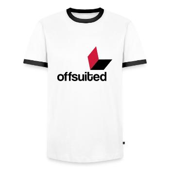 offsuited logo schwarz - Männer Kontrast-T-Shirt - Weiß/Schwarz - Vorne - AI Model Female 172 light (172cm) & AI Model Male 178 dark (178cm)