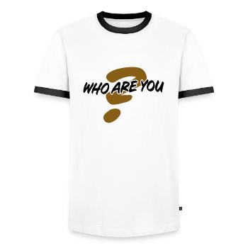 Who are you - Männer Kontrast-T-Shirt - Weiß/Schwarz - Vorne - AI Model Female 172 light (172cm) & AI Model Male 178 dark (178cm)