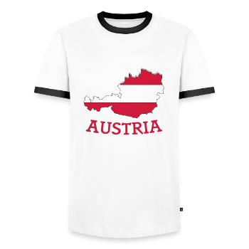 Austria - Men's Ringer Shirt - white/black - Front - AI Model Female 172 light (172cm) & AI Model Male 178 dark (178cm)