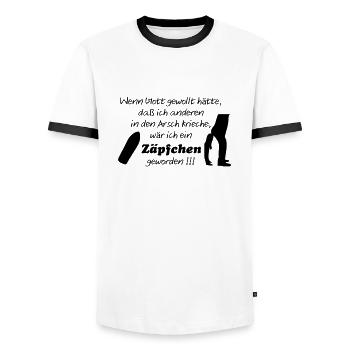 Zäpfchen - Männer Kontrast-T-Shirt - Weiß/Schwarz - Vorne - AI Model Female 172 light (172cm) & AI Model Male 178 dark (178cm)