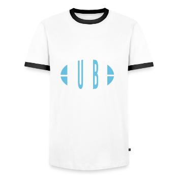 Rugby Bayonne Je peux pas j ai rugby bayonnais - T-shirt contrasté Homme - blanc/noir - Devant - AI Model Female 172 light (172cm) & AI Model Male 178 dark (178cm)