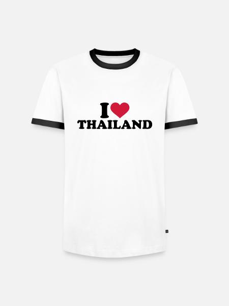 Thailand - Männer Kontrast-T-Shirt - Weiß/Schwarz