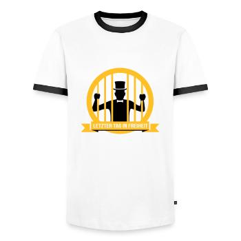 JGA Junggesellen Abschied Hochzeit Ehe Heirat - Männer Kontrast-T-Shirt - Weiß/Schwarz - Vorne - AI Model Female 172 light (172cm) & AI Model Male 178 dark (178cm)