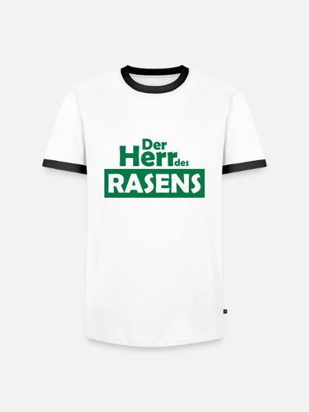 der herr des rasens - Männer Kontrast-T-Shirt - Weiß/Schwarz