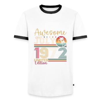 Awesome since July 1972 50th Birthday Men's Fun - Men's Ringer Shirt - white/black - Front - AI Model Female 172 light (172cm) & AI Model Male 178 dark (178cm)
