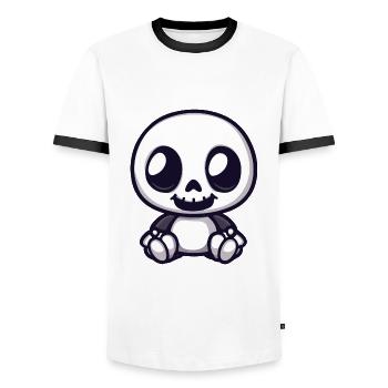 Skull Halloween Skelett Cartoon - Männer Kontrast-T-Shirt - Weiß/Schwarz - Vorne - AI Model Female 172 light (172cm) & AI Model Male 178 dark (178cm)