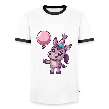 Esel Geburtstag Baby - Männer Kontrast-T-Shirt - Weiß/Schwarz - Vorne - AI Model Female 172 light (172cm) & AI Model Male 178 dark (178cm)