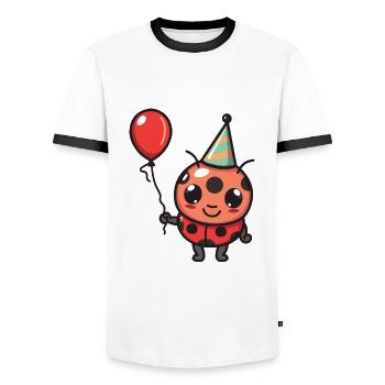 Ladybug Birthday Baby - Men's Ringer Shirt - white/black - Front - AI Model Female 172 light (172cm) & AI Model Male 178 dark (178cm)