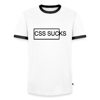 cSS sucks - Men's Ringer Shirt - white/black - Front - AI Model Female 172 light (172cm) & AI Model Male 178 dark (178cm)