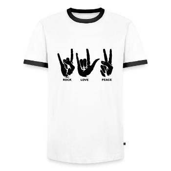 Rock Love Peace - T-shirt contrasté Homme - blanc/noir - Devant - AI Model Female 172 light (172cm) & AI Model Male 178 dark (178cm)