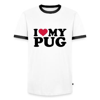 Mops - Männer Kontrast-T-Shirt - Weiß/Schwarz - Vorne - AI Model Female 172 light (172cm) & AI Model Male 178 dark (178cm)