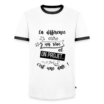 Léonard de VINCI - T-shirt contrasté Homme - blanc/noir - Devant - AI Model Female 172 light (172cm) & AI Model Male 178 dark (178cm)
