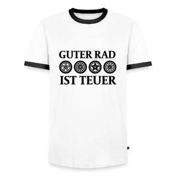 Guter Rad ist teuer - Männer Kontrast-T-Shirt - Weiß/Schwarz - Vorne - AI Model Female 172 light (172cm) & AI Model Male 178 dark (178cm)
