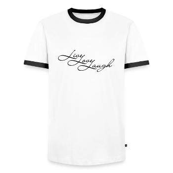 Live Laugh Love - Männer Kontrast-T-Shirt - Weiß/Schwarz - Vorne - AI Model Female 172 light (172cm) & AI Model Male 178 dark (178cm)