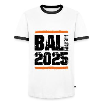 Bali 2025 Team - Men's Ringer Shirt - white/black - Front - AI Model Female 172 light (172cm) & AI Model Male 178 dark (178cm)