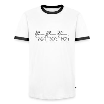 Caribou - Rentier - Männer Kontrast-T-Shirt - Weiß/Schwarz - Vorne - AI Model Female 172 light (172cm) & AI Model Male 178 dark (178cm)