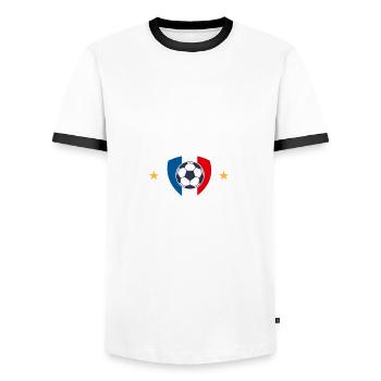 équipe de france football suppourter championnat - T-shirt contrasté Homme - blanc/noir - Devant - AI Model Female 172 light (172cm) & AI Model Male 178 dark (178cm)