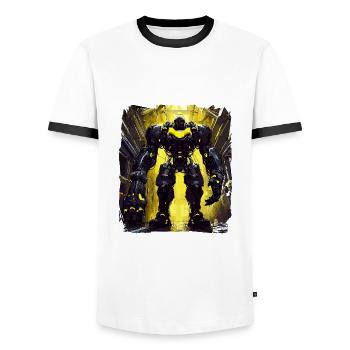 Futuristisch Cyberpunk Mech Warrior Sci Fi Roboter - Männer Kontrast-T-Shirt - Weiß/Schwarz - Vorne - AI Model Female 172 light (172cm) & AI Model Male 178 dark (178cm)