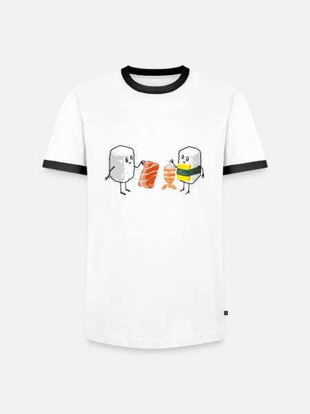 Sushi Shopping - Männer Kontrast-T-Shirt - Weiß/Schwarz