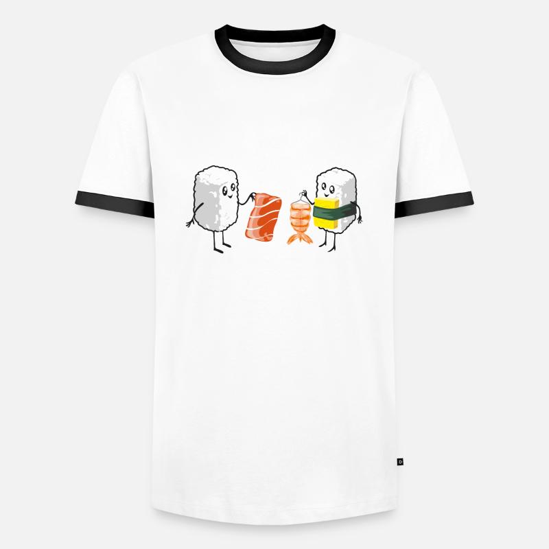 Sushi Shopping - Männer Kontrast-T-Shirt - Weiß/Schwarz