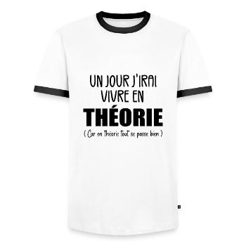 Un Jour J'irai Vivre en Théorie - T-shirt contrasté Homme - blanc/noir - Devant - AI Model Female 172 light (172cm) & AI Model Male 178 dark (178cm)