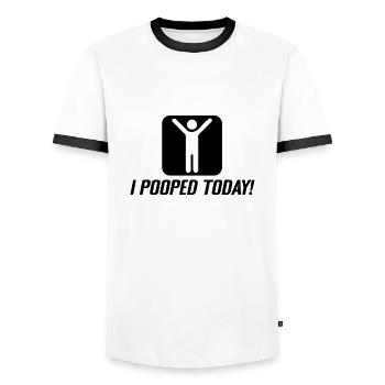 I Pooped Today - Men's Ringer Shirt - white/black - Front - AI Model Female 172 light (172cm) & AI Model Male 178 dark (178cm)