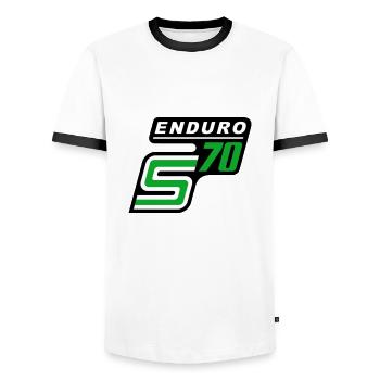 S70 Enduro Logo - T-shirt contrasté Homme - blanc/noir - Devant - AI Model Female 172 light (172cm) & AI Model Male 178 dark (178cm)