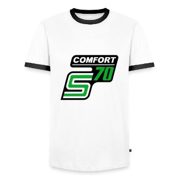 S70 Comfort Logo - T-shirt contrasté Homme - blanc/noir - Devant - AI Model Female 172 light (172cm) & AI Model Male 178 dark (178cm)
