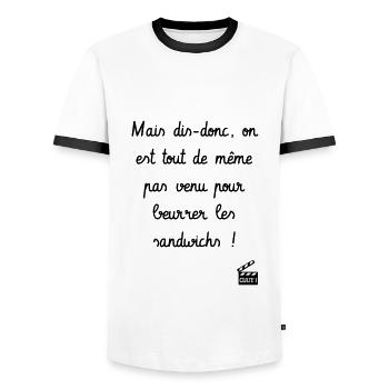 Les Tontons Flingueurs ! Réplique culte - Humour - T-shirt contrasté Homme - blanc/noir - Devant - AI Model Female 172 light (172cm) & AI Model Male 178 dark (178cm)