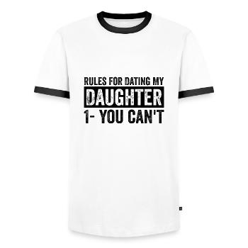 Rules For Dating My Daughter - T-shirt contrasté Homme - blanc/noir - Devant - AI Model Female 172 light (172cm) & AI Model Male 178 dark (178cm)