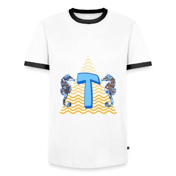 Seahorse E 262 T - T-shirt contrasté Homme - blanc/noir - Devant - AI Model Female 172 light (172cm) & AI Model Male 178 dark (178cm)