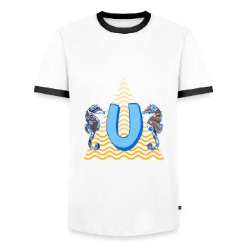 Hippocampe E 262 U - T-shirt contrasté Homme - blanc/noir - Devant - AI Model Female 172 light (172cm) & AI Model Male 178 dark (178cm)