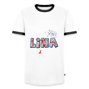 lina e 260 - Männer Kontrast-T-Shirt - Weiß/Schwarz - Vorne - AI Model Female 172 light (172cm) & AI Model Male 178 dark (178cm)