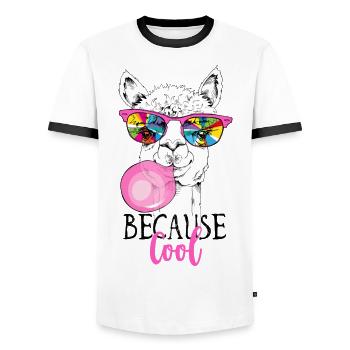 Because Cool Llama - Men's Ringer Shirt - white/black - Front - AI Model Female 172 light (172cm) & AI Model Male 178 dark (178cm)