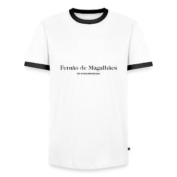 Fernão de Magalhães - Ferdinand Magellan - Männer Kontrast-T-Shirt - Weiß/Schwarz - Vorne - AI Model Female 172 light (172cm) & AI Model Male 178 dark (178cm)