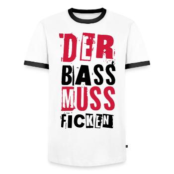DER BASS MUSS FICKEN - Männer Kontrast-T-Shirt - Weiß/Schwarz - Vorne - AI Model Female 172 light (172cm) & AI Model Male 178 dark (178cm)
