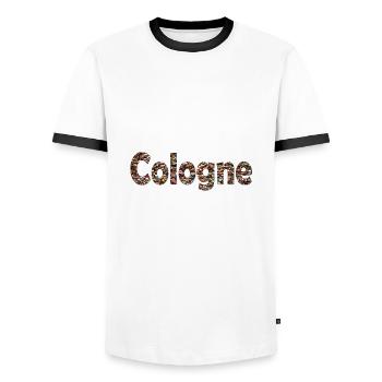 Liebesbrücke in Köln - Männer Kontrast-T-Shirt - Weiß/Schwarz - Vorne - AI Model Female 172 light (172cm) & AI Model Male 178 dark (178cm)