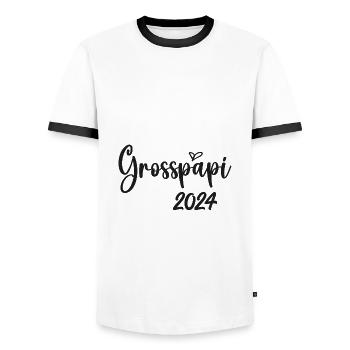 Grosspapi 2024 Befördert zum Grosspapi Opa Schweiz - Männer Kontrast-T-Shirt - Weiß/Schwarz - Vorne - AI Model Female 172 light (172cm) & AI Model Male 178 dark (178cm)