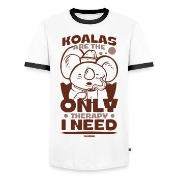 Les koalas sont la seule thérapie dont j’ai besoin - T-shirt contrasté Homme - blanc/noir - Devant - AI Model Female 172 light (172cm) & AI Model Male 178 dark (178cm)