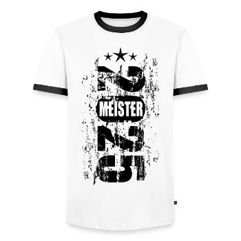 Meister 2025 - Männer Kontrast-T-Shirt - Weiß/Schwarz - Vorne - AI Model Female 172 light (172cm) & AI Model Male 178 dark (178cm)