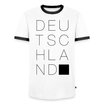 Deutschland - Männer Kontrast-T-Shirt - Weiß/Schwarz - Vorne - AI Model Female 172 light (172cm) & AI Model Male 178 dark (178cm)