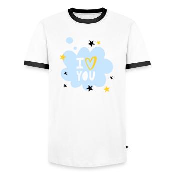 Je t'aime - T-shirt contrasté Homme - blanc/noir - Devant - AI Model Female 172 light (172cm) & AI Model Male 178 dark (178cm)