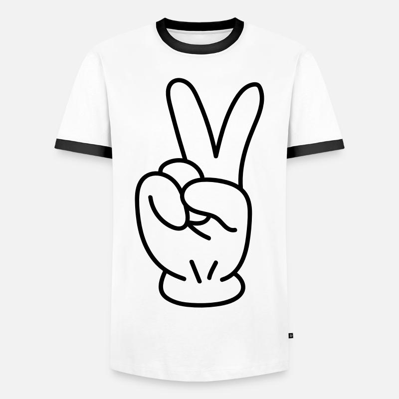 Peace Hand Comic - Männer Kontrast-T-Shirt - Weiß/Schwarz
