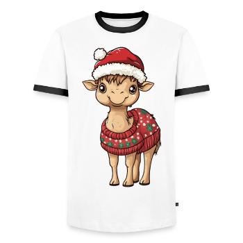 Bande dessinée de Noël à dos de chameau - T-shirt contrasté Homme - blanc/noir - Devant - AI Model Female 172 light (172cm) & AI Model Male 178 dark (178cm)