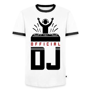 DJ Spruch Turntables - Männer Kontrast-T-Shirt - Weiß/Schwarz - Vorne - AI Model Female 172 light (172cm) & AI Model Male 178 dark (178cm)