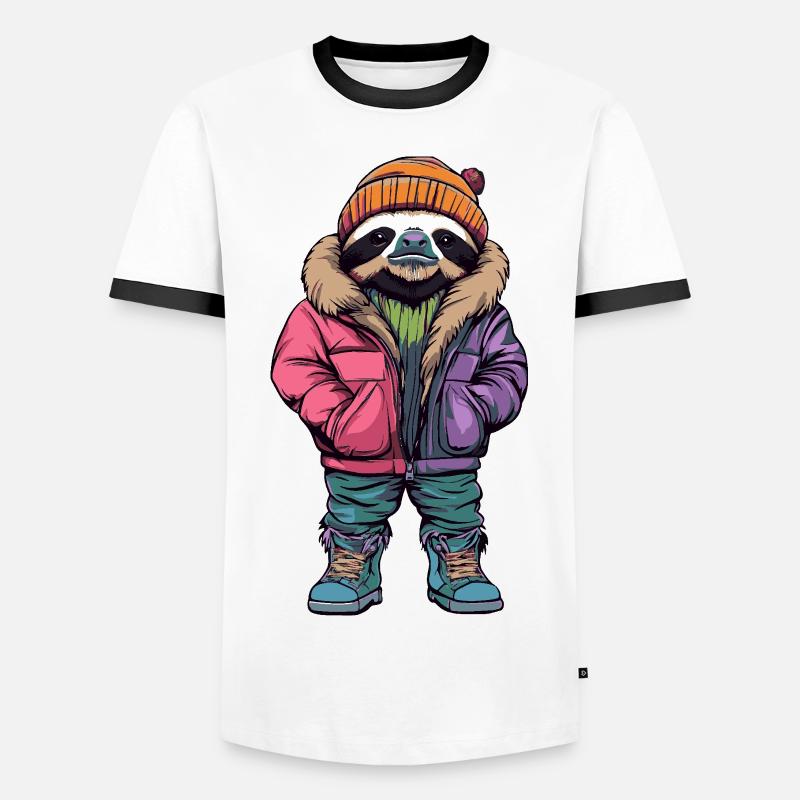 Sloth Funny Winter - Men's Ringer Shirt - white/black