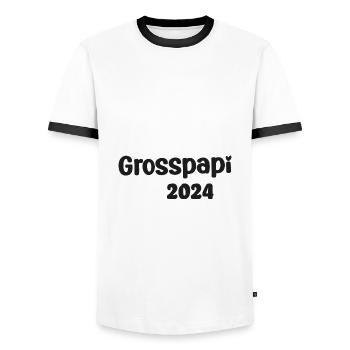 Grosspapi 2024 Befördert zum Grosspapi Opa Schweiz - Männer Kontrast-T-Shirt - Weiß/Schwarz - Vorne - AI Model Female 172 light (172cm) & AI Model Male 178 dark (178cm)