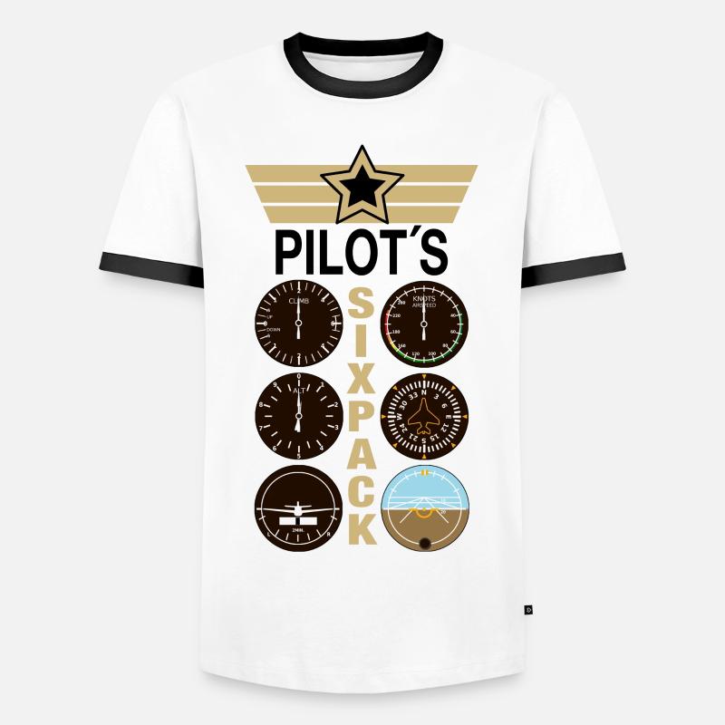 Pilot Flyer SixPack - Men's Ringer Shirt - white/black