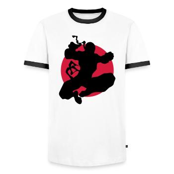 Kampfsport, Karate, Boxing, Ninjutsu, Kung Fu, - Männer Kontrast-T-Shirt - Weiß/Schwarz - Vorne - AI Model Female 172 light (172cm) & AI Model Male 178 dark (178cm)